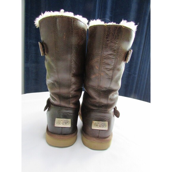 Ugg Kensington Buckle Dark Brown Leather and Wool Boot Women's 10 - Picture 3 of 8